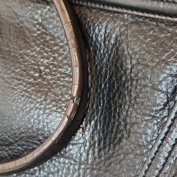 B Makowsky 100% Leather Purse Handbag Nickel Hardware Black W/Cheetah Lined EUC - Picture 12 of 13